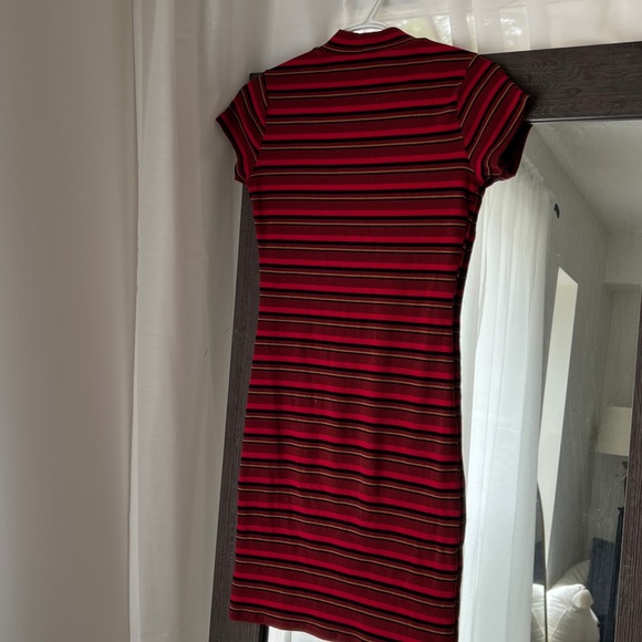 garage red pin-striped red knit mini dress - Picture 6 of 7